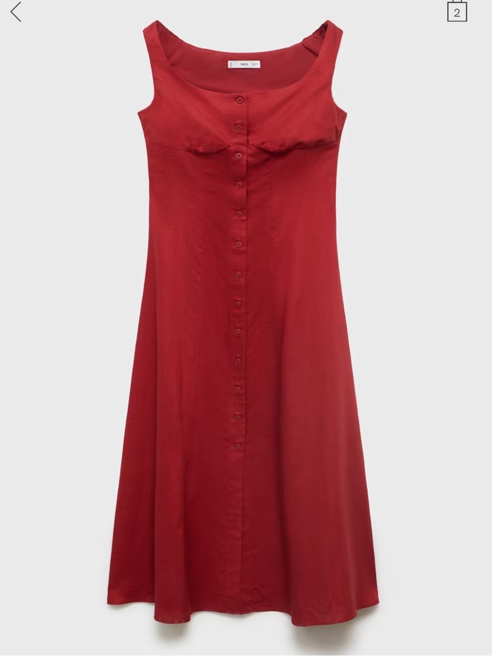 Mango Red Button-Front A-Line Midi Skirt